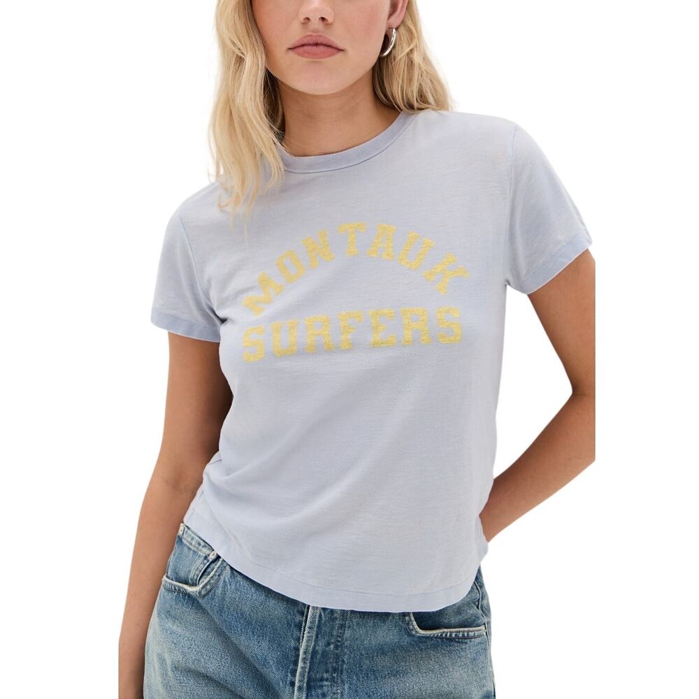 Re/Done Graphic Lilac Montauk Surfers T-Shirt Size S